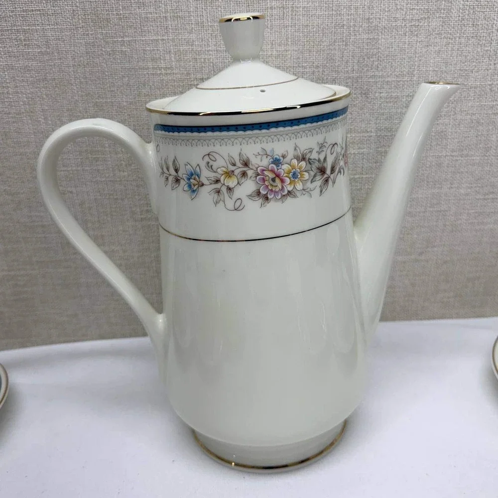 Seizan Fine China Japan Floral Tea Set Coffee Pot Sugar Bowl 6 Cups Saucers 16pc